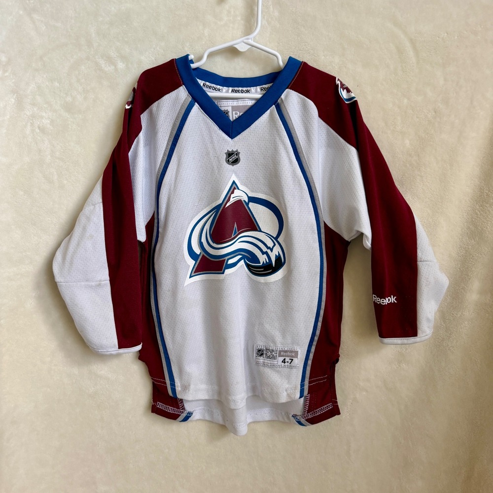 Colorado Avalanche MacKinnon Youth NHL Hockey Jersey Size 4-7 White Reebok #29